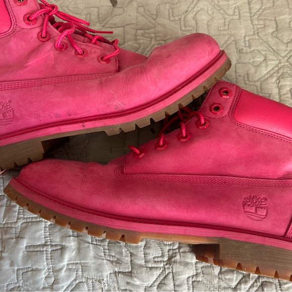 🩷HOT PINK PREMIUM TIMBERLAND ANKLE BOOTS WINTER 2024 SNOW SIZE 7 WOMENS - Picture 4 of 11